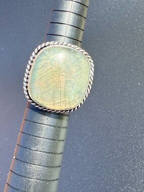 Sterling Silver Labradorite Ring in Iridescent Green